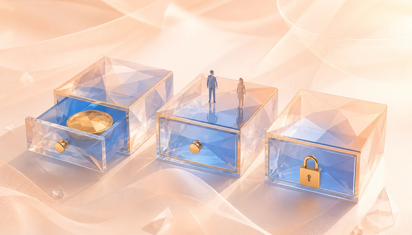 Tres cajones de cristal: plata, trato, valores