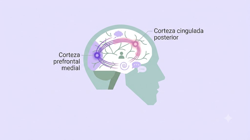 Figura. Red por defecto: corteza prefrontal medial y cingulada posterior